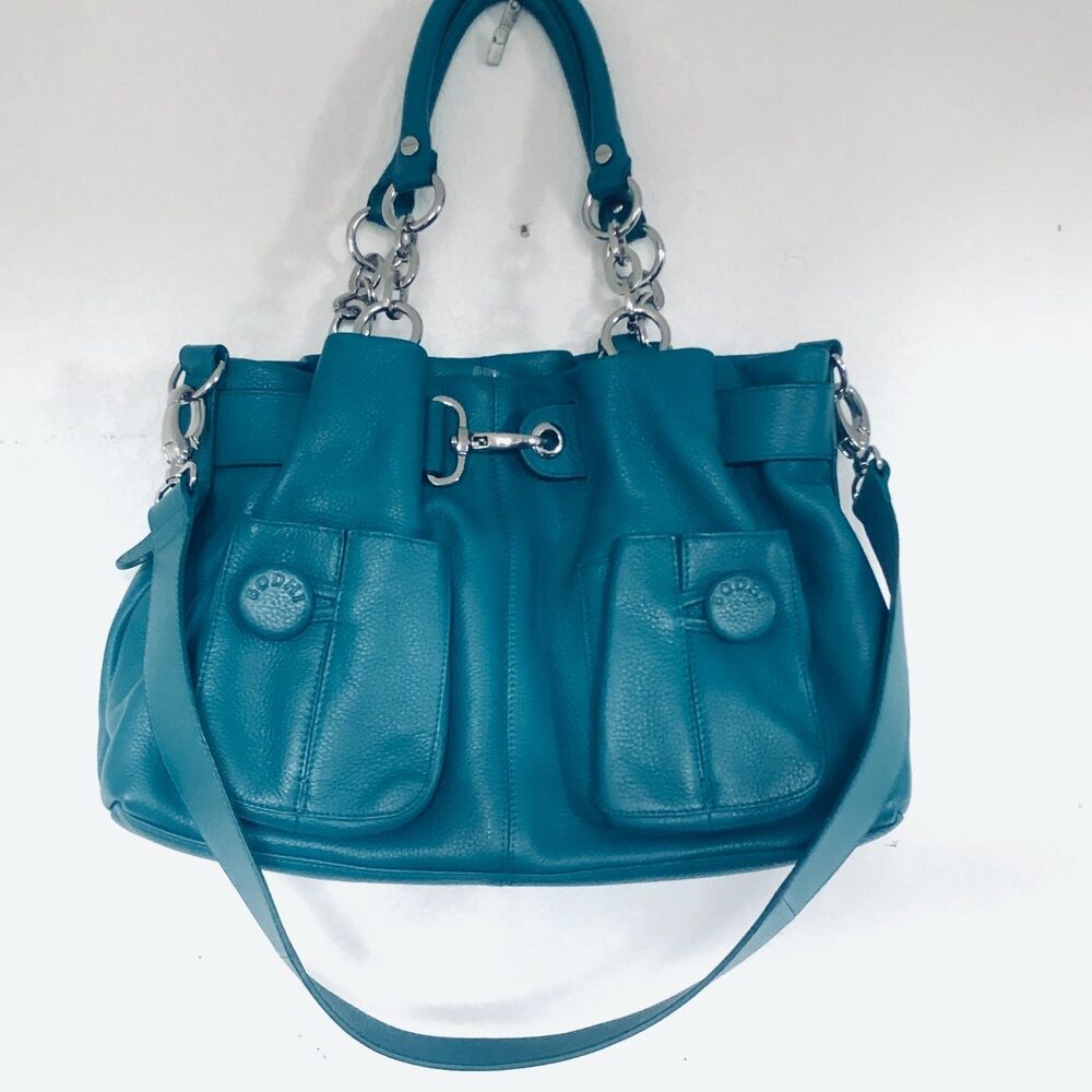 BODHI Fine Leather Teal Pebbled Boho Hobo Shoulder Bag NWOT